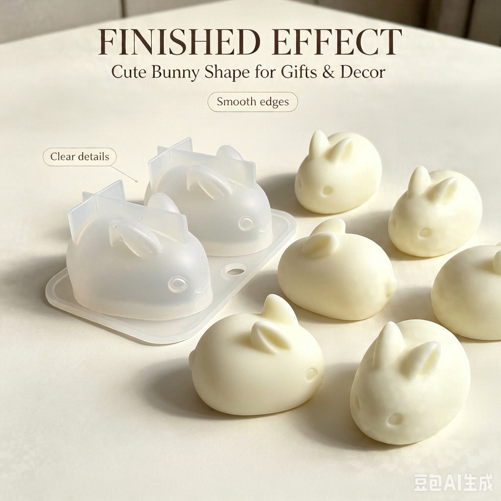 Bunny Cake Mold - 3D ミニウサギシリコンモールド食品グレード 2 キャビティバニーモールドキャンドル作り用石鹸チョコレートフォンダンケーキ装飾 DIY 手芸用