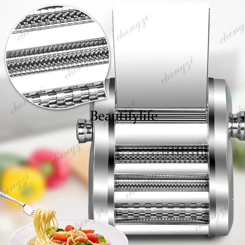 Dumpling Press Set - N138電動餃子皮製麺機パスタメーカー、4種類のナイフセット付き、家庭用スチール製麺プレス機