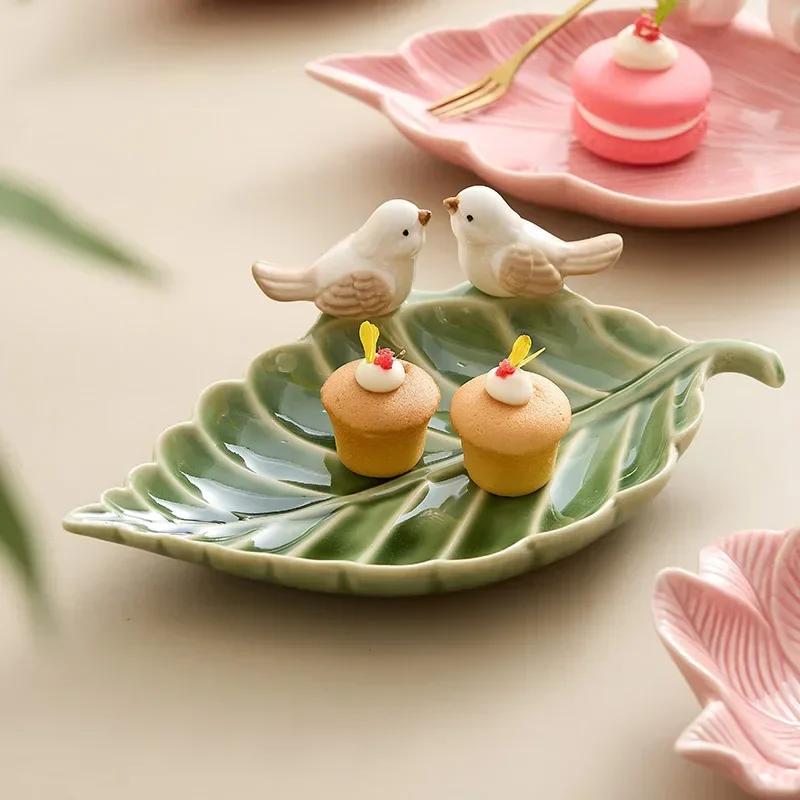 Dim Sum Basket - かわいい鳥のトレイ セラミック製ジュエリー収納トレイ クリエイティブな棚 ディムサム デザートプレート ホームデコレーション