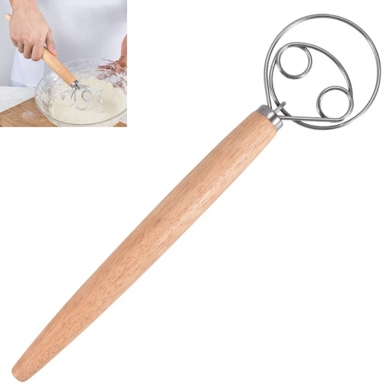 Danish Pancake Pan - 大型ハンドデンマーク生地泡立て器パンミキサーステンレス鋼ケーキペストリー生地ミキサースティック卵ビーターキッチンベーキングブレンダーツール
