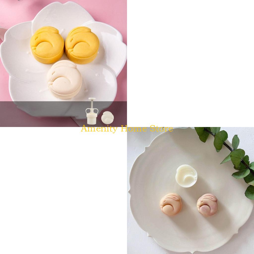 Bunny Cake Mold - F26C 月餅型中秋節バニーパターンスタンプハンドプレス金型 DIY 供給