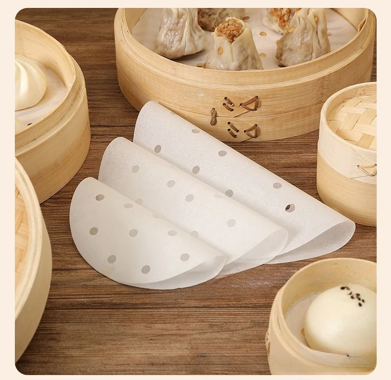 Bao Steamer Bamboo - 100 個食品グレード使い捨て蒸し器紙ノンスティック蒸し紙蒸しパン蒸しパンパッド紙エアフライヤー紙