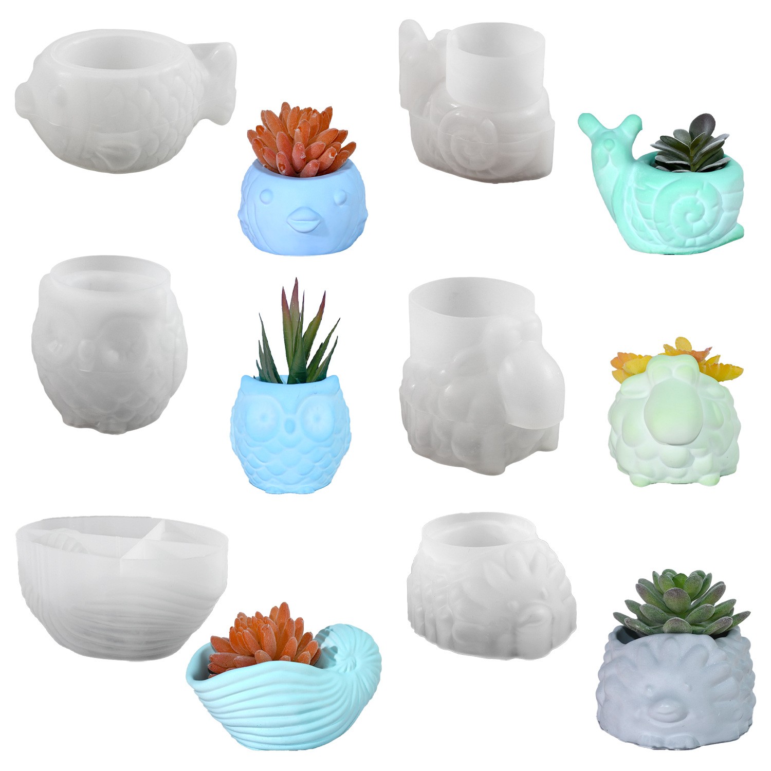 3D 動物植木鉢シリコーン型 DIY カタツムリフクロウ巻貝 - Potsticker Mold のレビューと価格