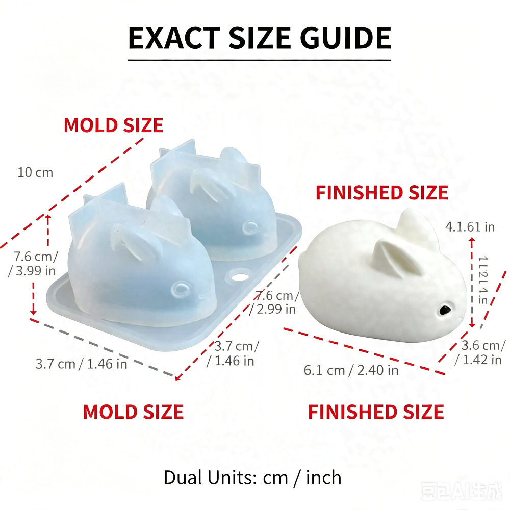 3D ミニウサギシリコンモールド食品グレード 2 キャビティ - Bunny Cake Mold のレビューと価格
