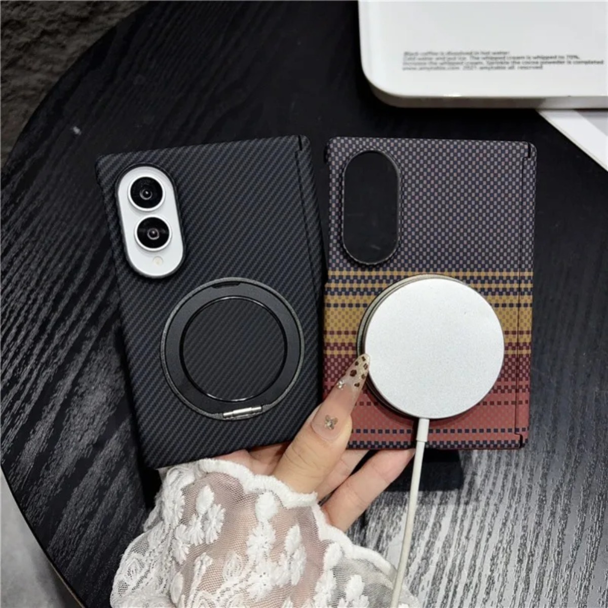 カーボンファイバーレザー製360度回転ブラケット付きMags - Taco Stand Holder のレビューと価格