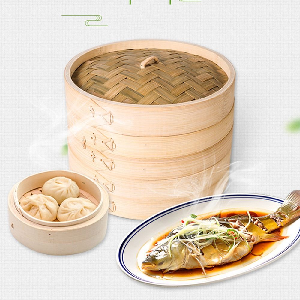 中華蒸し器 竹蒸し器 蓋付き点心蒸し器 餃子蒸し器 包み蒸し - Bao Steamer Bamboo のレビューと価格