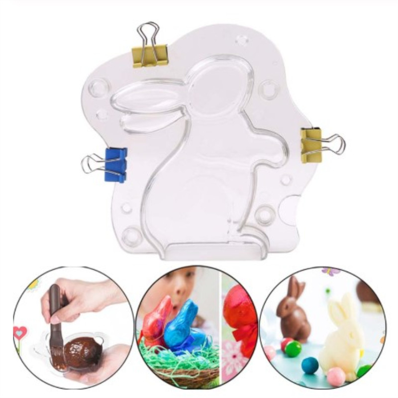 新しい 3D ウサギの形のチョコレート型再利用可能なイースタ - Bunny Cake Mold のレビューと価格