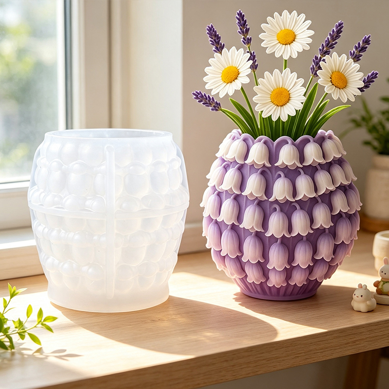 3Dスズランの花瓶シリコンモールドDIYペンホルダー植木鉢収 - Potsticker Mold のレビューと価格