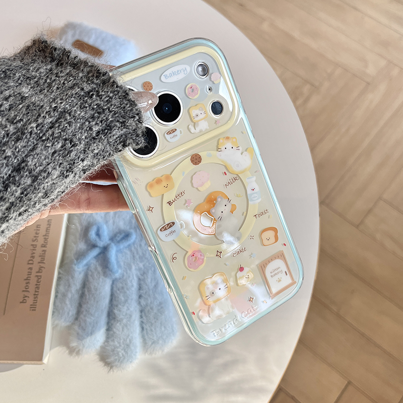かわいい漫画パン猫マグネット式スマホケース iPhone 1 - Taco Stand Holder のレビューと価格