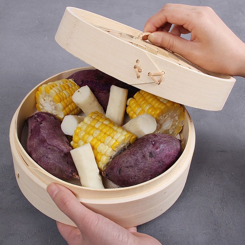 中国蒸し器 竹製蒸し器 蓋付き 点心調理用 餃子蒸し器 野菜 - Bao Steamer Bamboo のレビューと価格